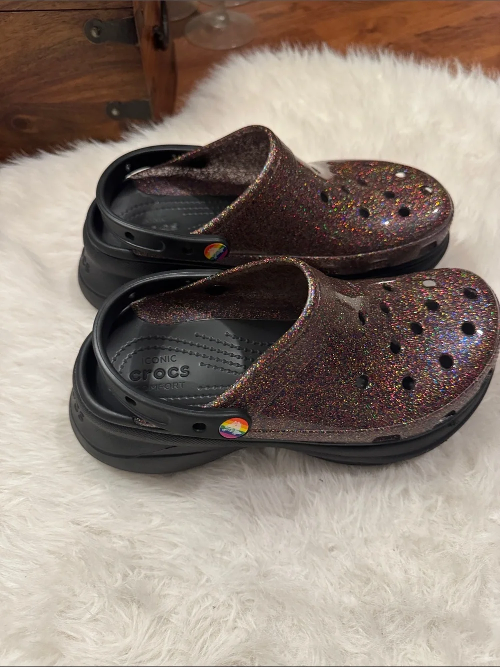 CROCS Bae Glitter Pride Women’s Platform Size 9 pre-owned